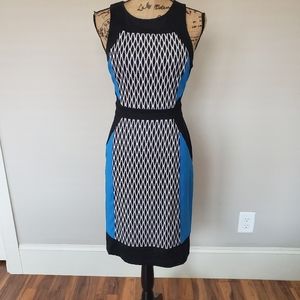 Black, blue and white dress